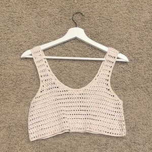 La Hearts Crochet Crop Top - Cream